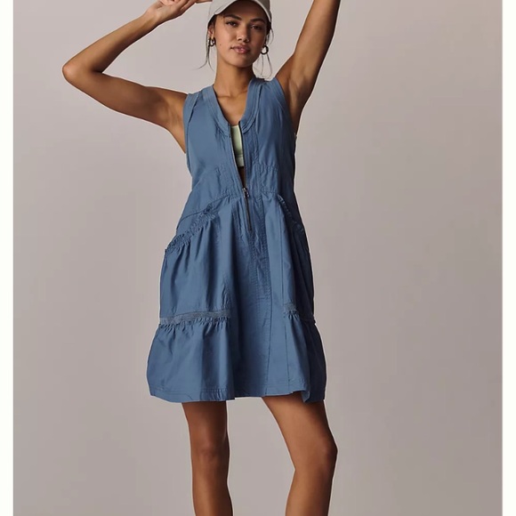 Blue Utility Dress with pockets - Picture 5 of 7